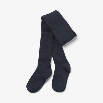 Wollrippstrumpfhose Robin navy - Wheat